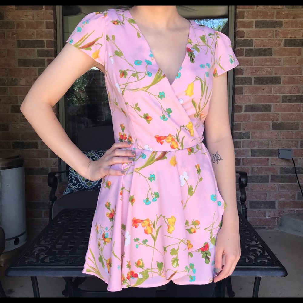 Copper Key Pink Floral Romper XS